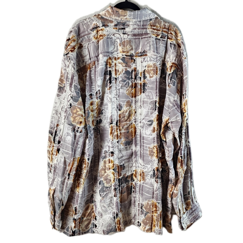 Stacy Adam’s Vintage Purple and Yellow Floral Button Down Dress Shirt Size 2XL - Picture 4 of 4